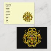 Carte De Visite DRAGONS DOUCES CELTIQUE OR NOIX CRÈME noire (Devant / Derrière)