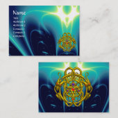 Carte De Visite DRAGONS DOUCES D'OR /VAGUES CLAIRES Turquoise Bleu (Devant / Derrière)