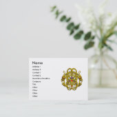 Carte De Visite DRAGONS JUMEAUX / BOUTEILLES CELTIQUES D'OR Violet (Debout devant)