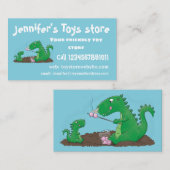 Carte De Visite Dragons mignons rôtissant des marshmallows dessin (Devant / Derrière)