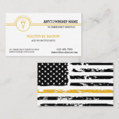 Carte De Visite Drapeau 911 Dispatcher Thin Gold Line Stripes (Devant / Derrière)