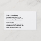 Carte De Visite Drapeau à Drapeau Conception, Traducteur et Interp (Dos)