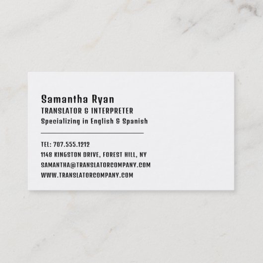 Carte De Visite Drapeau à Drapeau Conception, Traducteur et Interp (Dos)