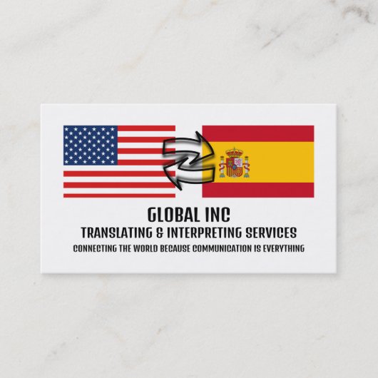 Carte De Visite Drapeau à Drapeau Conception, Traducteur et Interp (Devant)