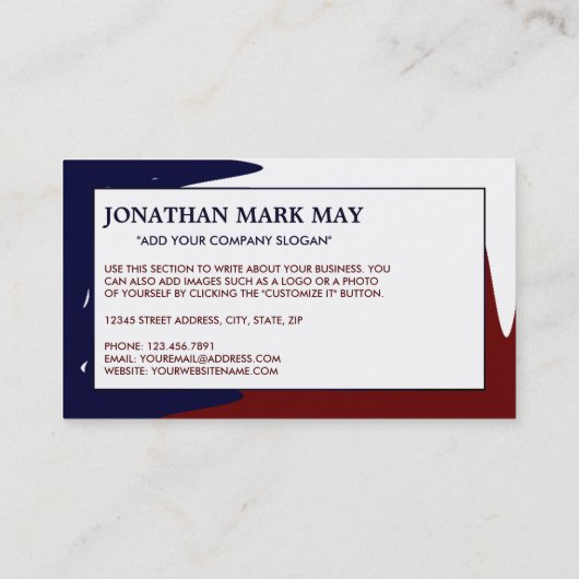 Carte De Visite Drapeau Abstrait texan, Texas (Dos)