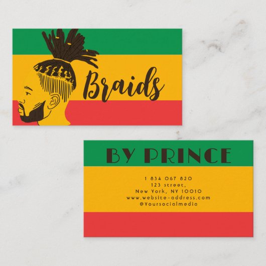 Carte De Visite Drapeau africain rétro Braids (Devant / Derrière)