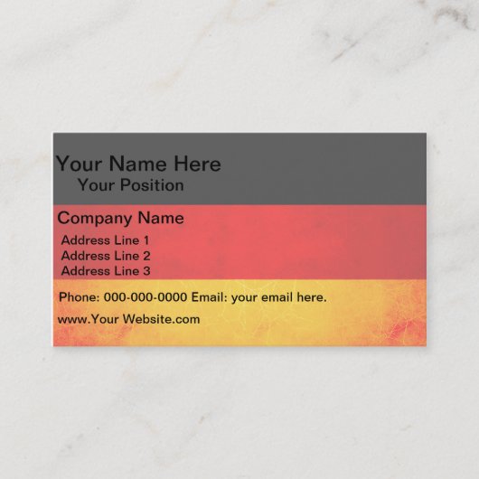Carte De Visite Drapeau allemand Edgy moderne (Devant)
