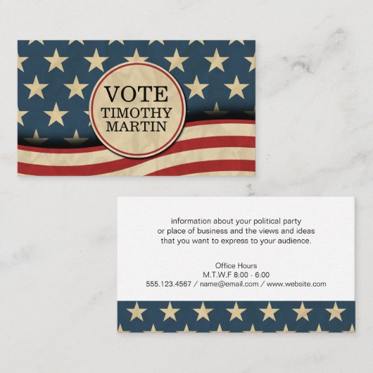 Carte De Visite Drapeau américain (Devant / Derrière)