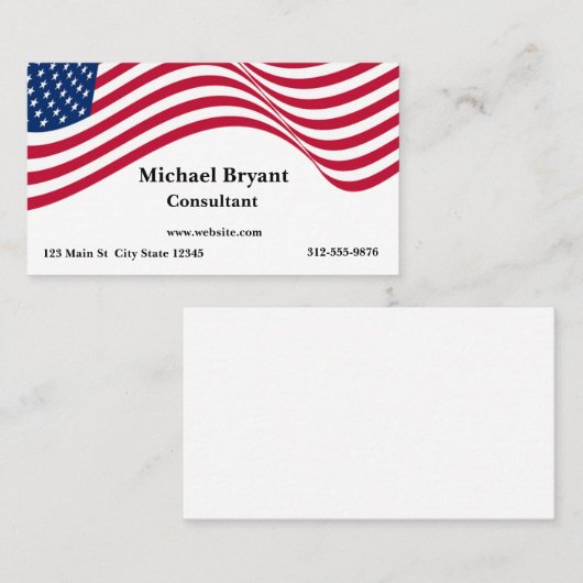 Carte De Visite Drapeau américain (Devant / Derrière)