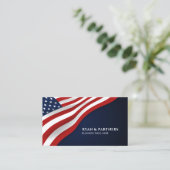 Carte De Visite Drapeau américain | Coin | arrière - plan bleu fon (Debout devant)