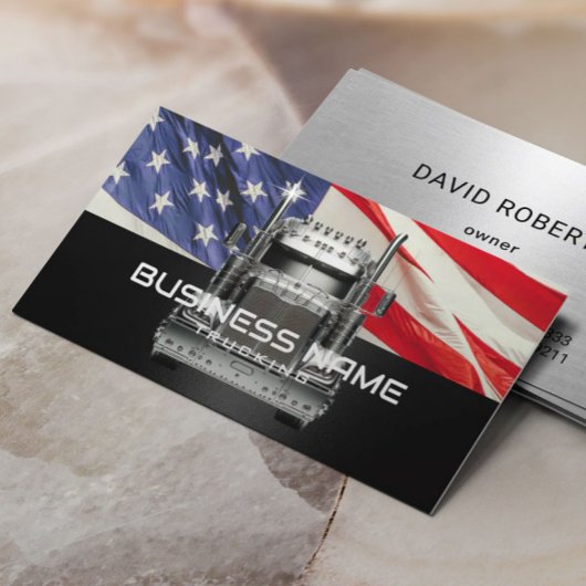 Carte De Visite Drapeau américain de camionnette semi-remorque