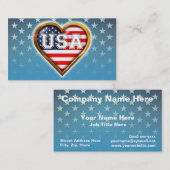 Carte De Visite Drapeau américain en forme de coeur (Devant / Derrière)