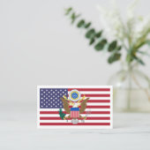 Carte De Visite Drapeau américain et blason, États-Unis (Debout devant)