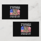 Carte De Visite Drapeau Américain Fier Fille D'Un Vétéran Militair (Devant / Derrière)