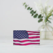 Carte De Visite Drapeau américain flottant dans le vent (Debout devant)