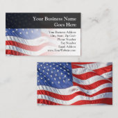 Carte De Visite Drapeau américain, flottant dans le vent (Devant / Derrière)