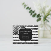 Carte De Visite Drapeau américain noir et blanc éclat parties scin (Debout devant)