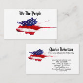 Carte De Visite *~* Drapeau Américain Nous Peuples Bleu Bleu Bleu  (Devant / Derrière)
