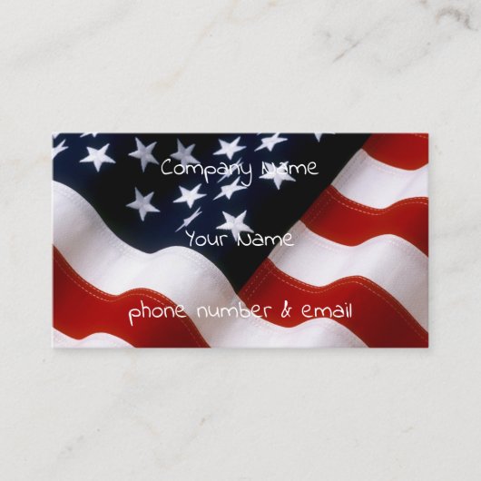 Carte De Visite Drapeau américain onduleux (Devant)