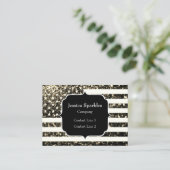 Carte De Visite Drapeau américain or sépia pétille parties scintil (Debout devant)