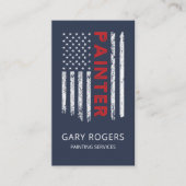 Carte De Visite Drapeau américain peintre de code QR bleu (Devant)