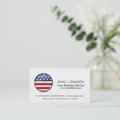Carte De Visite Drapeau américain rond brillant (Debout devant)