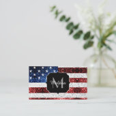 Carte De Visite Drapeau américain rouge blanc brillant parties sci (Debout devant)