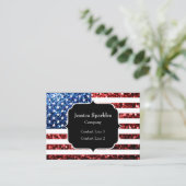 Carte De Visite Drapeau américain rouge et bleu étincelles parties (Debout devant)