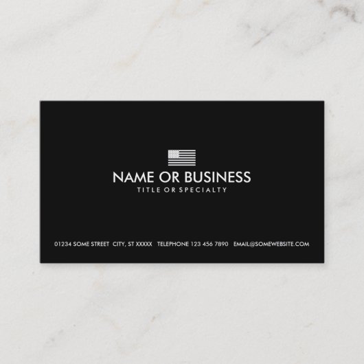 Carte De Visite drapeau américain simple (Devant)