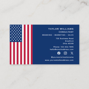 Carte De Visite Drapeau américain USA Patriotique Amérique Rouge B