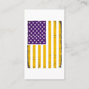 Carte De Visite Drapeau américain violet et or en détresse Vecteur