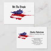Carte De Visite *~* Drapeau américain We The People Aquarelle (Devant / Derrière)