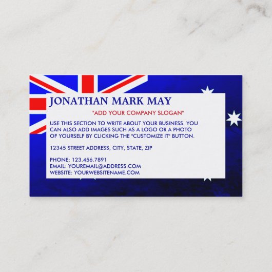 Carte De Visite Drapeau australien, Australie (Dos)