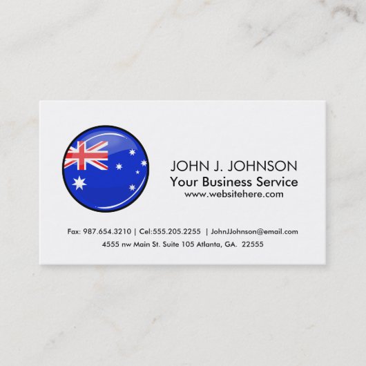 Carte De Visite Drapeau australien rond brillant (Devant)