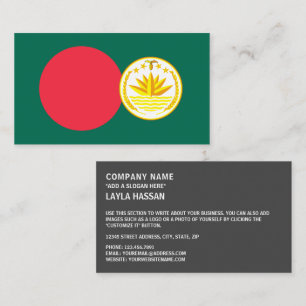 Carte De Visite Drapeau bangladais et emblème national, Bangladesh