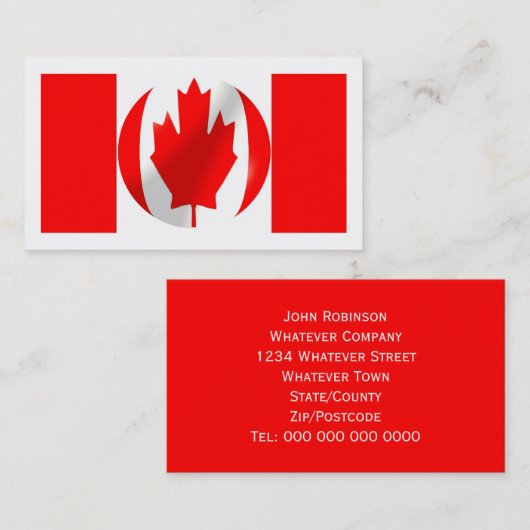 Carte De Visite Drapeau canadien (Devant / Derrière)