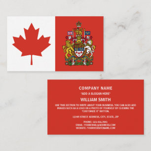Carte De Visite Drapeau canadien et armoiries, drapeau du Canada
