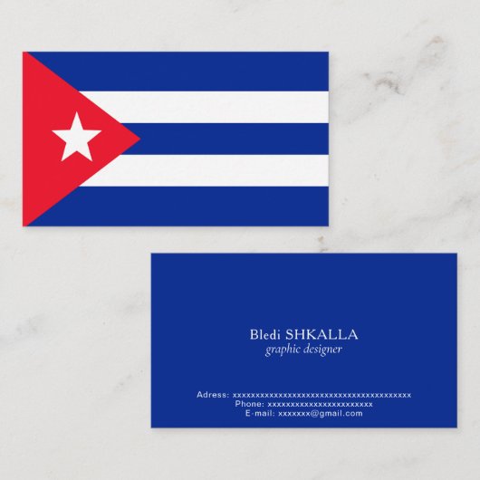 Carte De Visite Drapeau Cuba (Devant / Derrière)