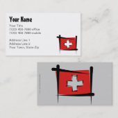Carte De Visite Drapeau de brosse de la Suisse (Devant / Derrière)