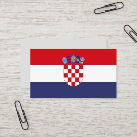 Carte De Visite Drapeau de Croatie (Devant/Arrière en situation)