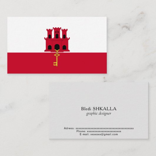 Carte De Visite Drapeau de Gibraltar (Devant / Derrière)