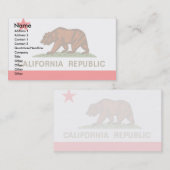 Carte De Visite Drapeau de la Californie (Devant / Derrière)