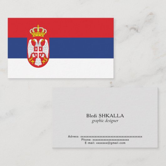 Carte De Visite drapeau de la Serbie (Devant / Derrière)