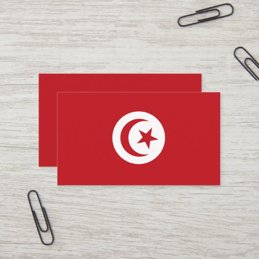 Carte De Visite Drapeau de la Tunisie (Devant/Arrière en situation)