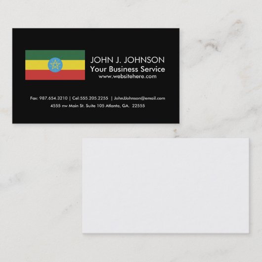 Carte De Visite Drapeau de l'Éthiopie (Devant / Derrière)