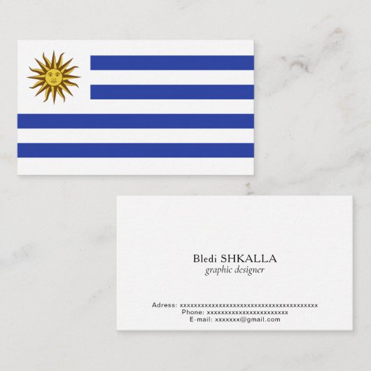 Carte De Visite drapeau de l'Uruguay (Devant / Derrière)