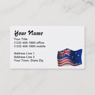 Carte De Visite Drapeau de ondulation Australien-Américain