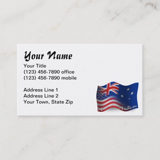 Carte De Visite Drapeau de ondulation Australien-Américain (Devant)
