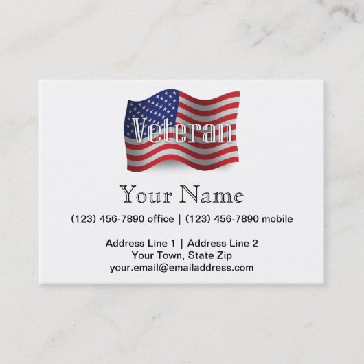 Carte De Visite Drapeau de ondulation de vétéran des Etats-Unis (Devant)
