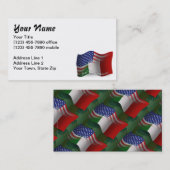 Carte De Visite Drapeau de ondulation Italien-Américain (Devant / Derrière)